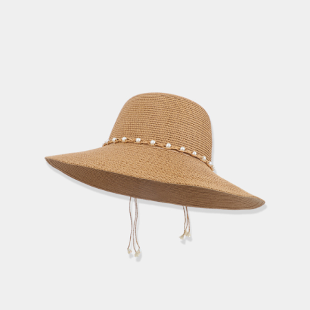 Chapeaux de paille en raphia pour femmes, collection Simple Series Classic, couleur unie, perles