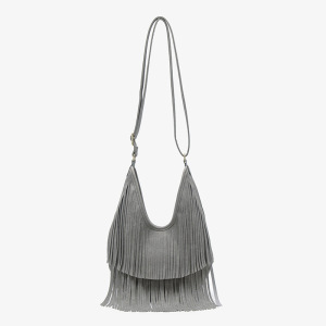 Sac Rond Pour Femme En Cuir Uni À Pompons Style Bohème h5 Image2