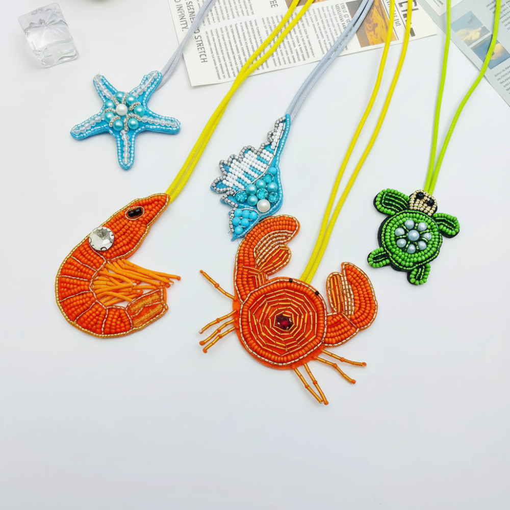 Collection Luxueuse De Perles Style Océanique Inspirées Des Animaux Naturels, Fil Étoile De Mer, Breloques En Résine Pour Sacs À Main Femmes Image2