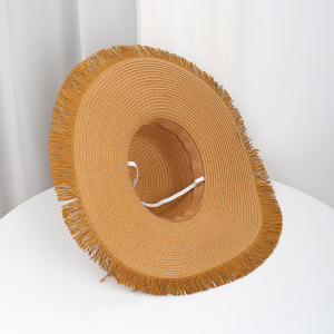 Chapeaux De Paille Pour Femmes, Style Océanique, Couleur Unie, Collection Simple Series Vacation, En Raphia Tissé. h5 Image5