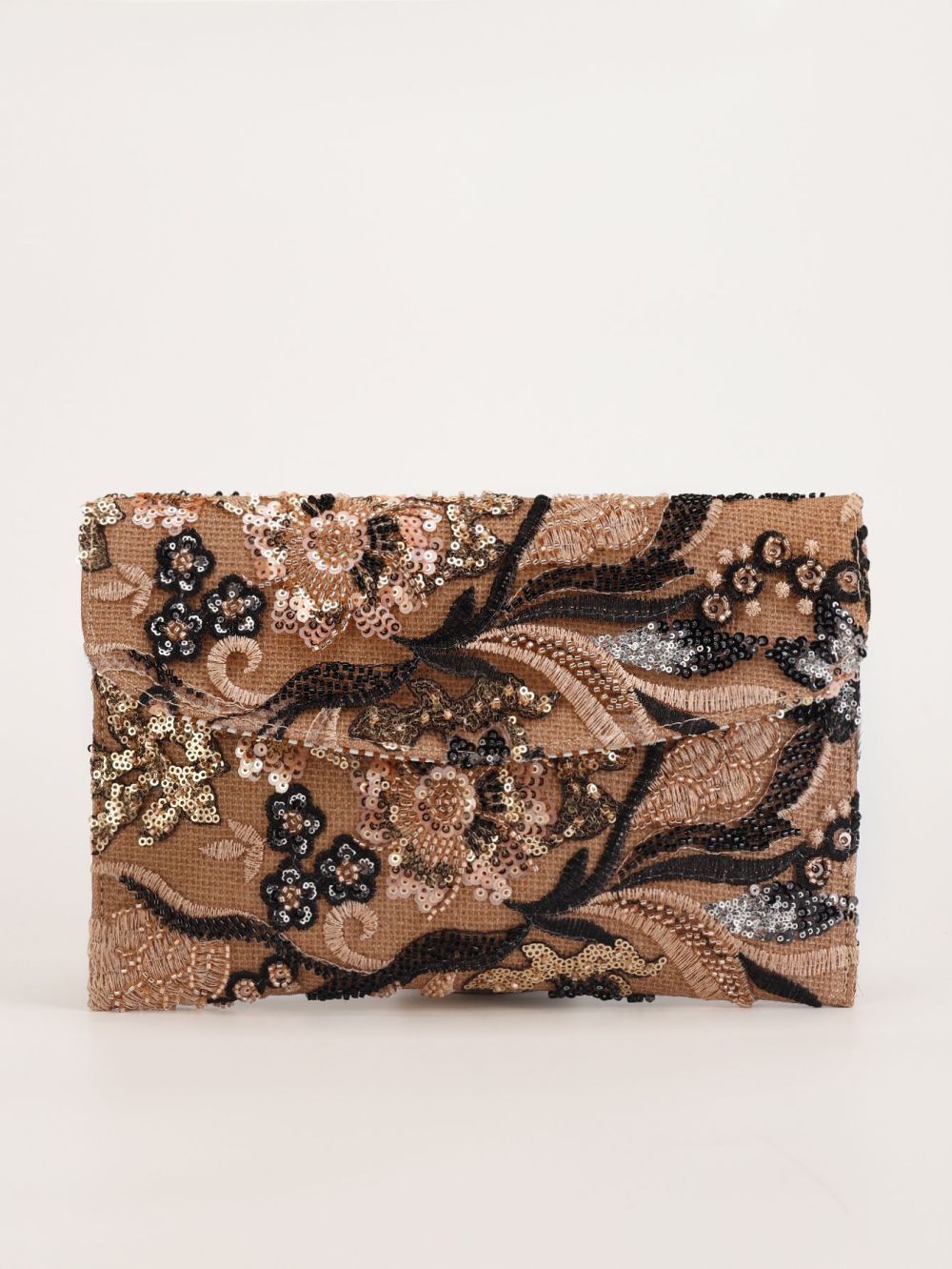 Sac Carré Pour Femme En Tissu À Fleurs Brodées De Sequins, Style Soirée