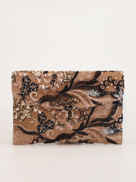 Sac carré pour femme en tissu à fleurs brodées de sequins, style soirée