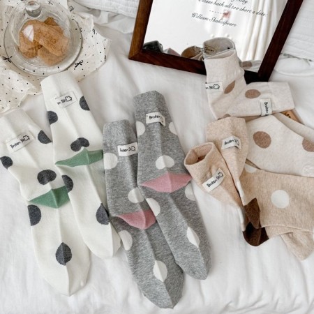 Chaussettes mi-mollet à pois basiques High Bounce