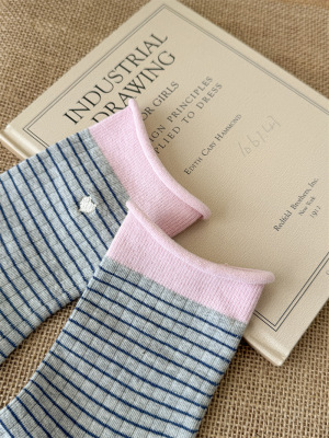 Chaussettes Mi-Mollet À Rayures Basiques Et Broderie Cœur Color Block h5 Image3