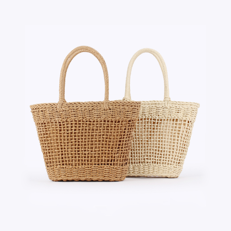 Sac Carré Femme En Raphia Tissé Uni Style Vacances h5Image2