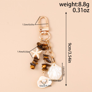 Collection Ethnique Vacances Style Océanique Perles Chaîne Coquillage Étoile De Mer Alliage Breloques De Sac Coquillage h5