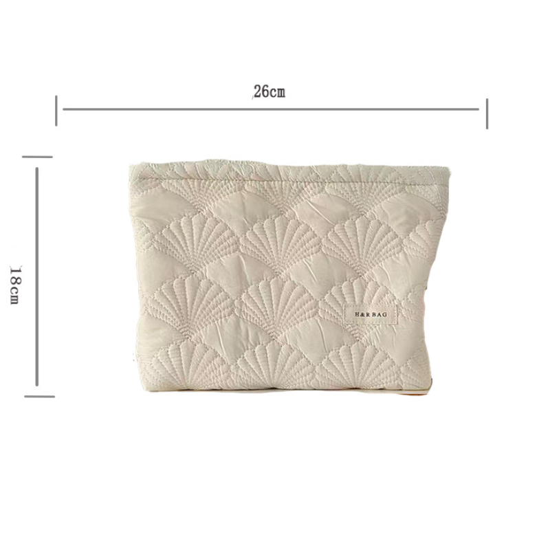Trousse De Maquillage Pour Femme Simple Series Daily Color Solide Style Océanique En Toile Coquillage Image2
