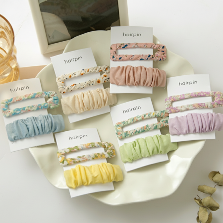 Pinces à cheveux en tissu uni couleur fleur douce, collection simple