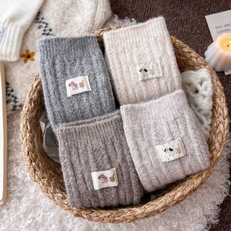 Chaussettes mi-mollet basiques à rebond léger, couleur unie