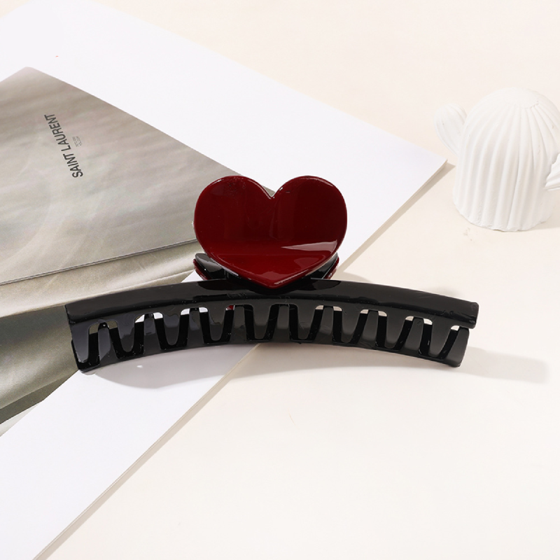 Pinces À Cheveux En Plastique Multicolores En Forme De Cœur Simple, Collection Romantique 