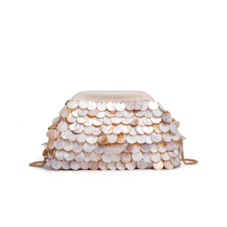 Sac à oreiller pour femme, style soirée, couleur unie, tissé, motif coquillages. 2