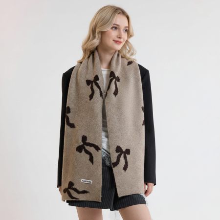 Écharpes d'hiver pour femmes en laine unie avec nœud papillon, collection Simple Series 2