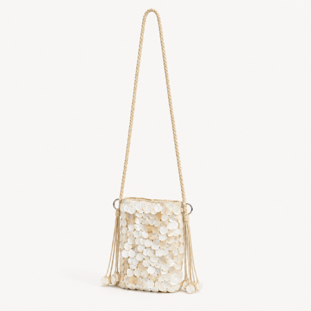 Pochettes pour téléphone en perles à pompons unies et coquillages tissés 2
