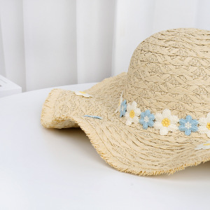Chapeaux De Paille En Raphia Pour Femmes, Collection Simple Sweet Flower h5 Image3