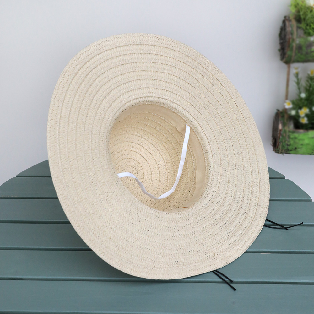 Chapeaux De Paille Pour Femmes En Raphia Uni, Avec Nœud Papillon, Collection Simple Series Vacation h5Image5