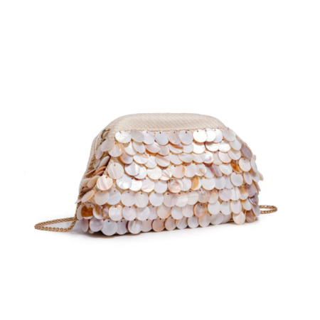Sac à oreiller pour femme, style soirée, couleur unie, tissé, motif coquillages.