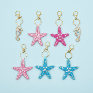 Porte-Clés En Résine Avec Perles Et Étoile De Mer, Motif Animaux Marins Et Animaux Romantiques, Collection Vacances. h5 Image2