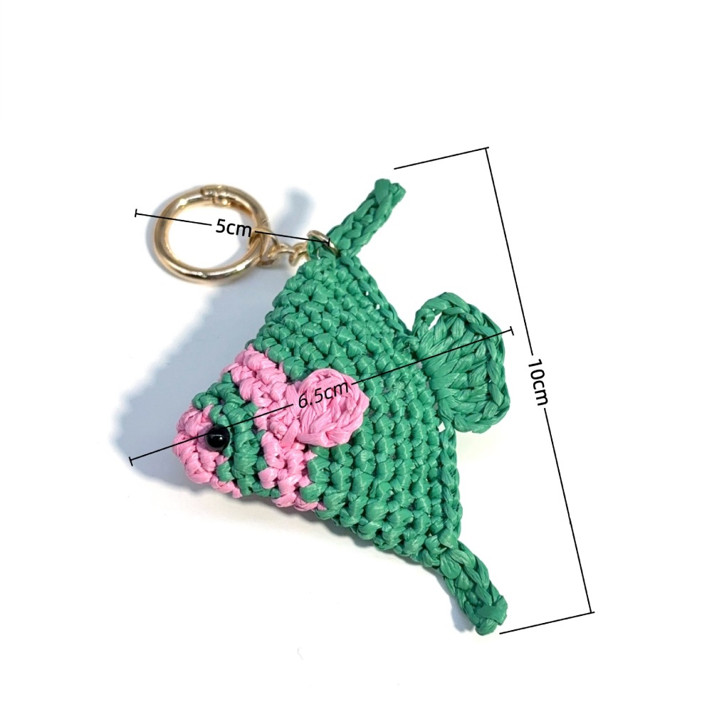 Porte-Clés/Breloques De Sac Femme En Raphia, Motif Poisson, Style Océanique, Collection Simple