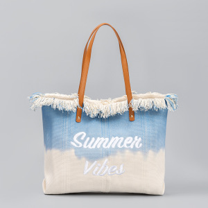 Sac Cabas Femme En Tissu Dégradé De Couleurs, Style Décontracté, Avec Lettres Brodées. h5 Image2