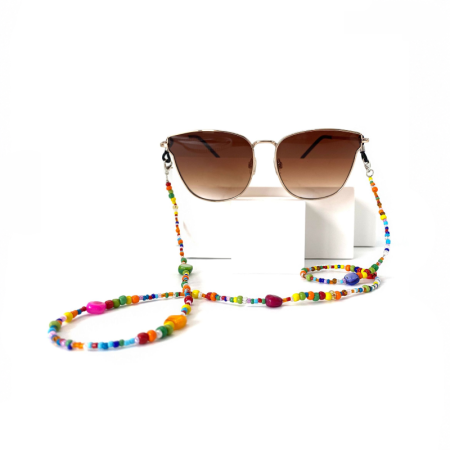 Chaînes de lunettes de soleil en verre multicolore avec perles de forme irrégulière, collection ethnique