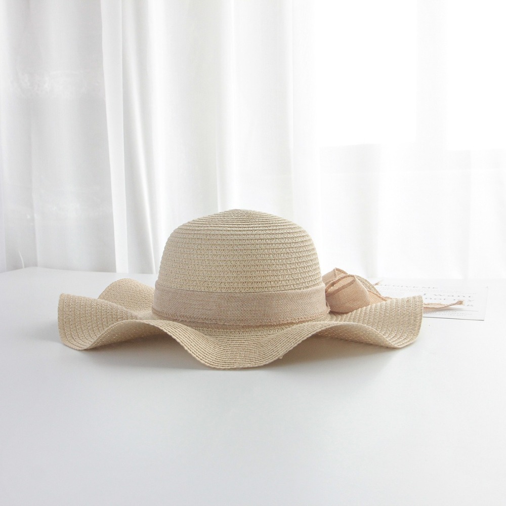Chapeaux De Paille Pour Femmes En Raphia Uni, Ornés D'Un Joli Nœud Papillon, Collection Romantique Image4