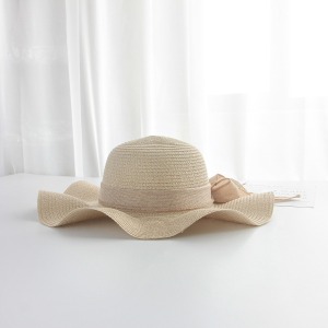 Chapeaux De Paille Pour Femmes En Raphia Uni, Ornés D'Un Joli Nœud Papillon, Collection Romantique h5 Image4