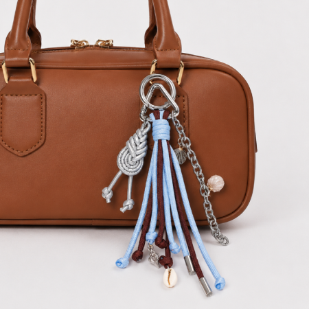 Breloques de sac en alliage tressé avec pompon, chaîne multicolore et coquillage, style océan décontracté, collection Simple Series