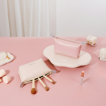 Trousses de maquillage quotidiennes en PU de couleur unie de la gamme Simple Series