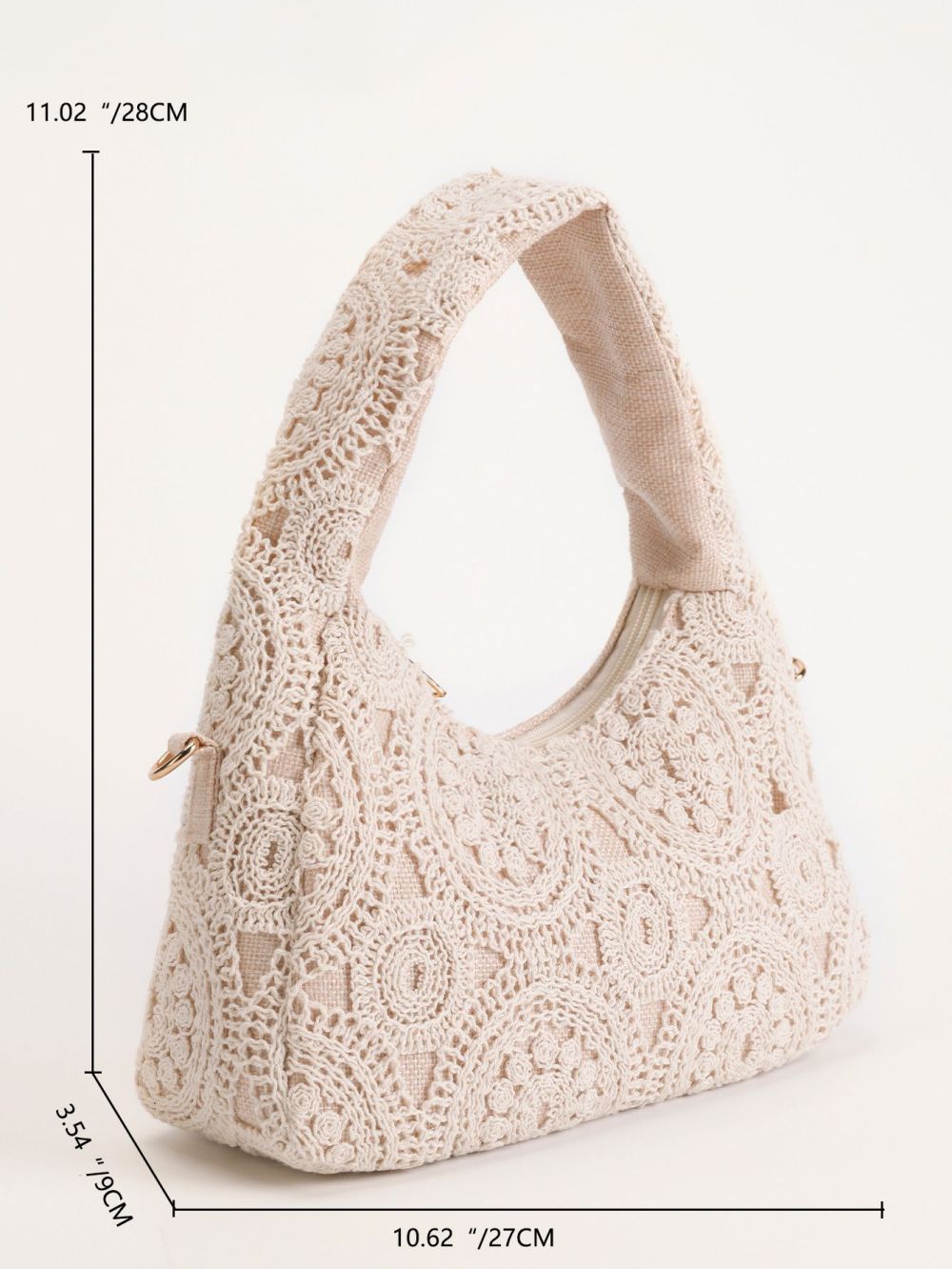 Sacoche De Bras Pour Femme En Tissu Uni Brodé, Style Parisien Chic 