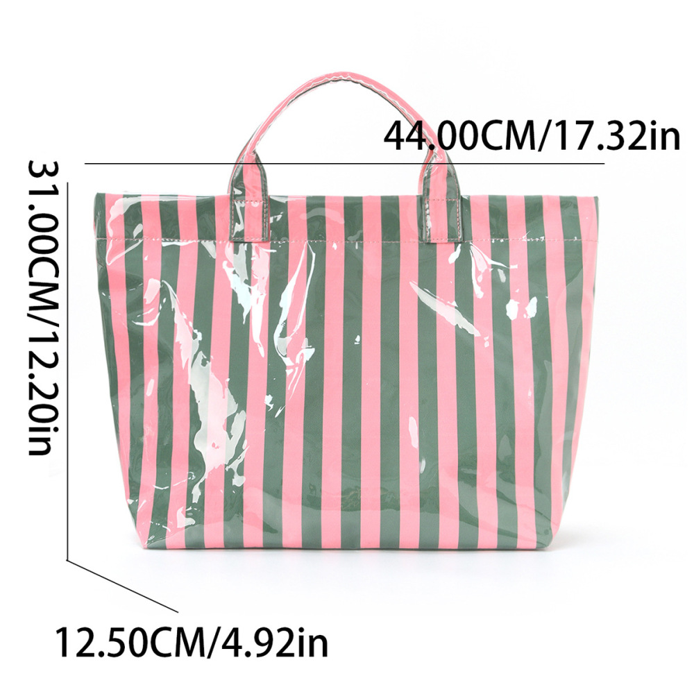 Sac Cabas Femme À Rayures Imprimées Style Décontracté Et Couleurs Assorties Image2