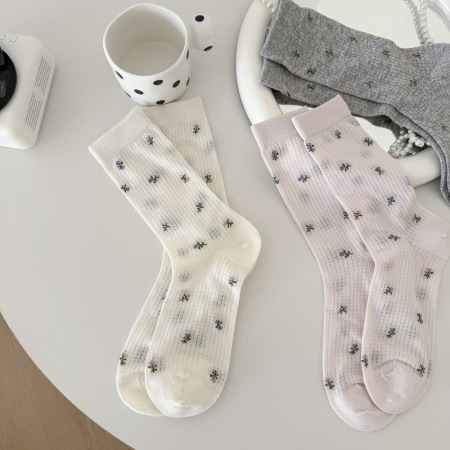 Chaussettes élégantes à motifs botaniques mi-mollet
