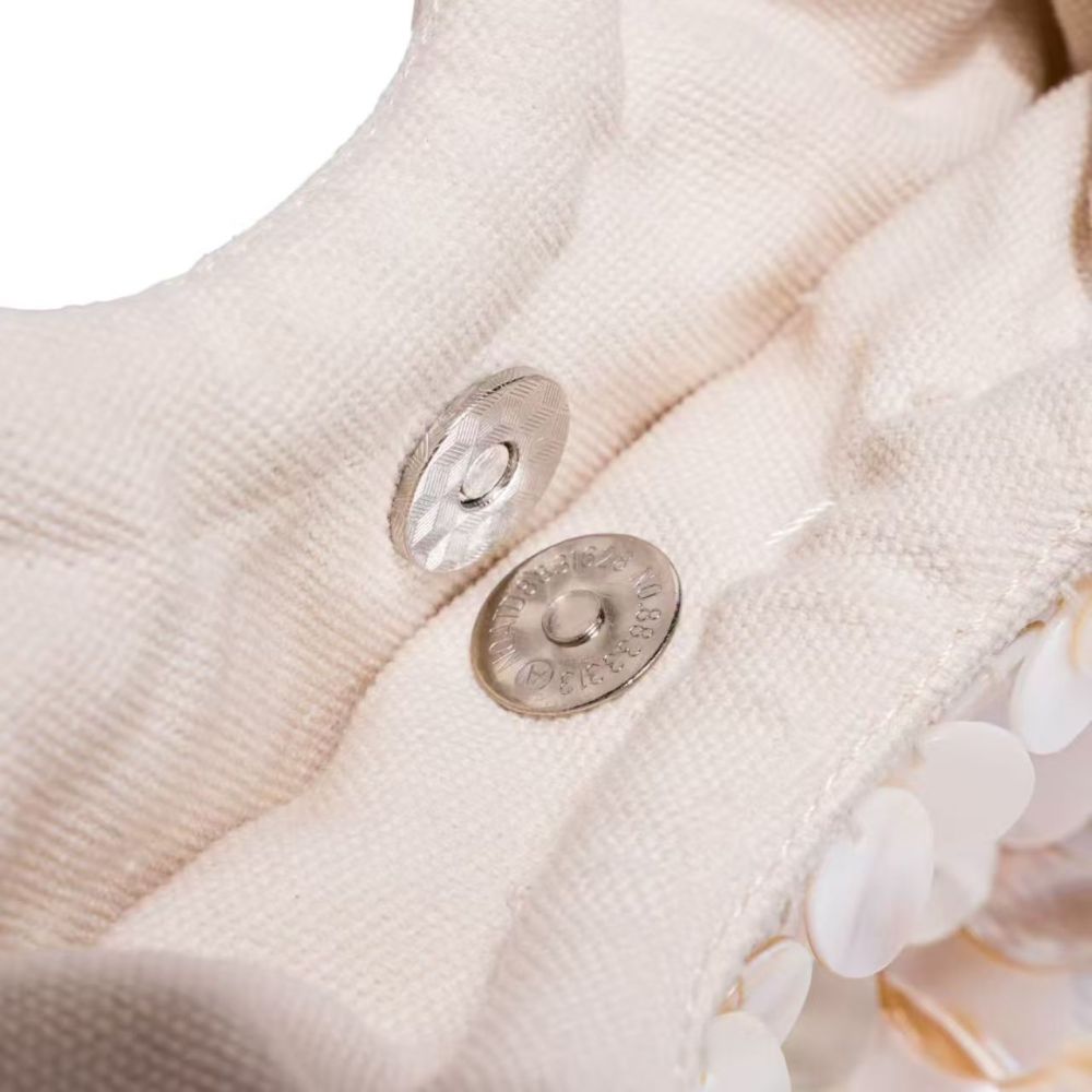 Sac Rond Pour Femme, Style Décontracté, Tissé À Sequins, Couleur Unie, Motif Coquillages. Image6