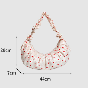 Sac À Oreiller Pour Femme En Polyester À Pois Unis Froncés, Style Années 2000 h5 Image2