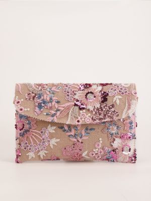 Sac Carré Pour Femme En Tissu À Fleurs Brodées De Sequins, Style Soirée h5 Image2