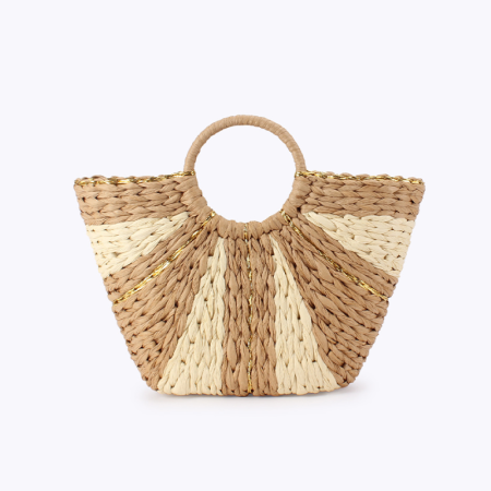 Sac trapèze femme en raphia tissé multicolore style vacances