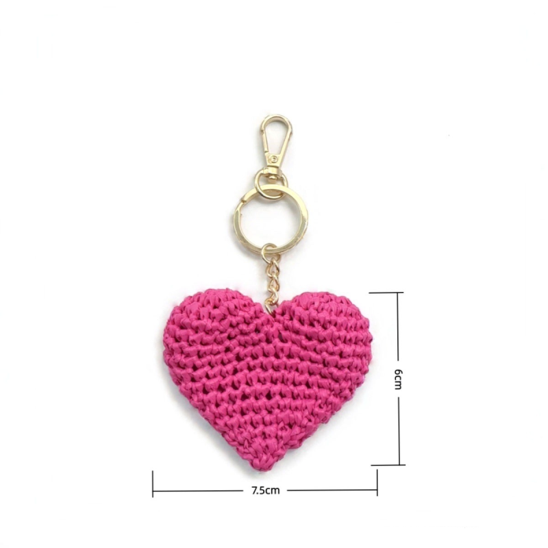 Porte-Clés En Raphia Tressé En Forme De Cœur, Collection Romantique 