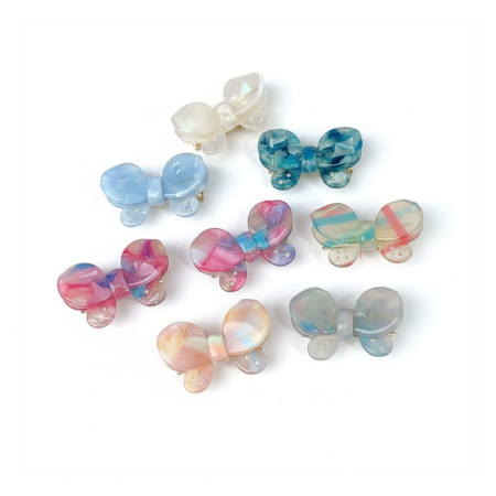 Pinces à cheveux Simple Series Sweet Bow Knot en acétate de couleurs assorties avec strass 2