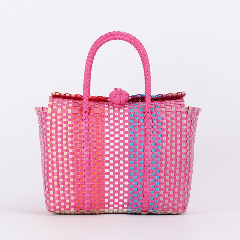 Sac Carré Femme En Pvc Tissé Multicolore Style Vacances h5Image2