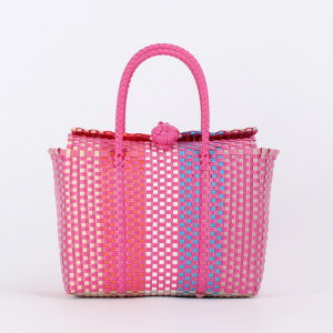 Sac Carré Femme En Pvc Tissé Multicolore Style Vacances h5 Image2