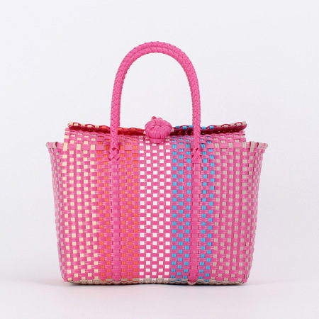Sac carré femme en PVC tissé multicolore style vacances 2