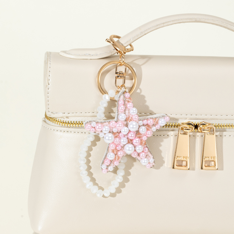 Porte-Clés Romantique En Alliage, Style Océanique, Perles Multicolores, Étoile De Mer, Collection Vacances. Image4