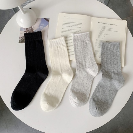 Chaussettes mi-mollet basiques à rebond élevé, couleur unie