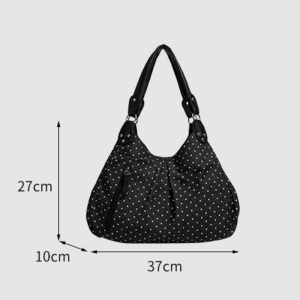 Sacoche De Bras Pour Femme, Style Décontracté, À Pois, Couleur Unie Froncée Et Détails Métalliques h5