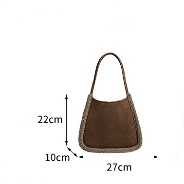 Sac Fourre-Tout Pour Femme, Simple Et Décontracté, De Couleur Unie Et En Fourrure (1 Pièce) h5Image5