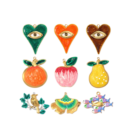 Pendentifs pour femmes en acier inoxydable, couleur or, en forme de cœur et de fleur, à faire soi-même, de la série Luxueuse
