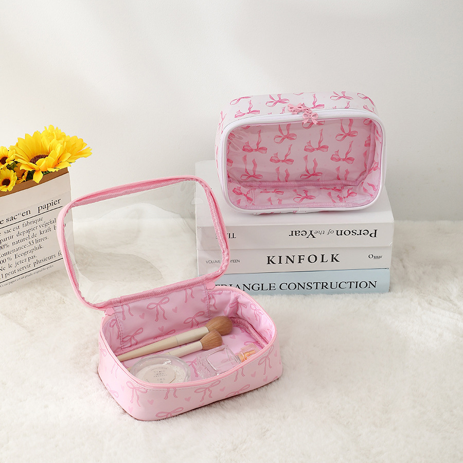 Trousse À Maquillage Pour Femme Avec Nœud Papillon Simple Et Élégant (1 Pièce) Image3