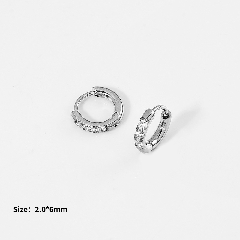 Boucles D'Oreilles Créoles Pour Femmes En Acier Inoxydable, Coloris Uni, Collection Simple Series Daily 