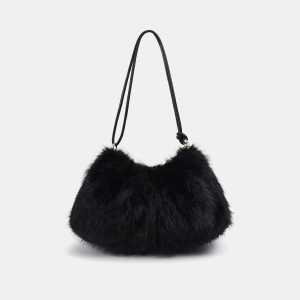 Sac À Bandoulière En Fourrure Pour Femme, 1 Pièce, Couleur Unie, Avec Nœud h5 