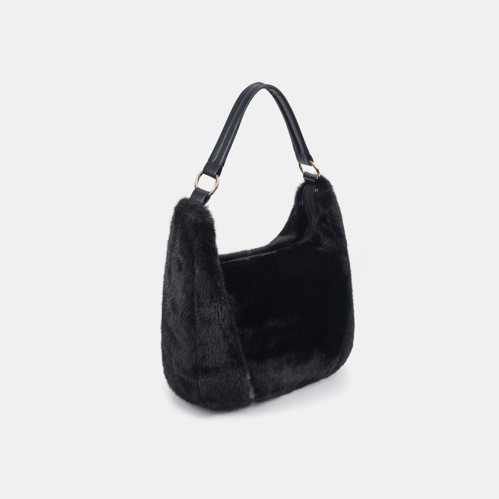 1 Sac À Bandoulière Simple En Fourrure De Couleur Unie Pour Femme 