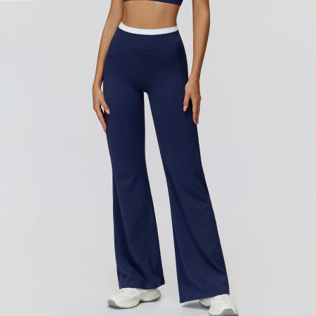 Pantalon long décontracté sport ample, effet seconde peau, bicolore contrasté